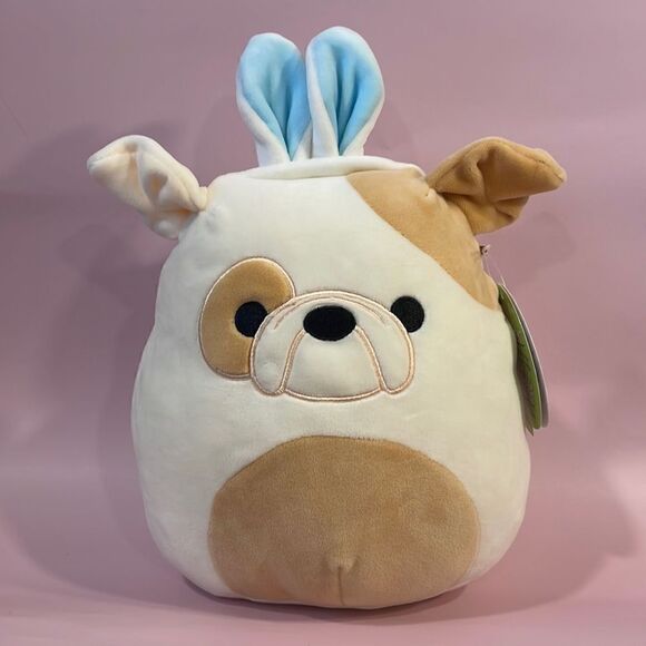 Brock the Bulldog with Blue Bunny Ears Easter 8” inch Squishmallow NWT EC 2021 - Picture 1 of 10
